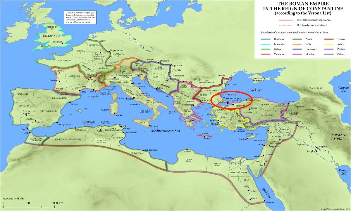 lokalizacja Konstantynopola na mapie świata