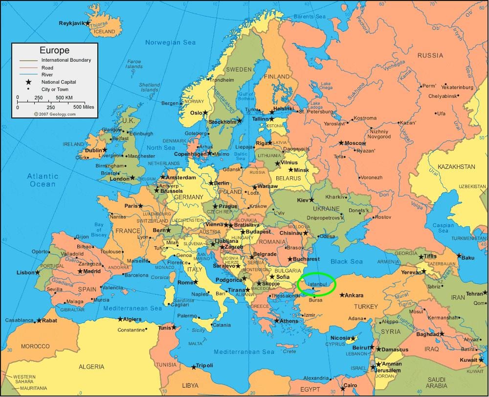 Stambuł mapa kraju