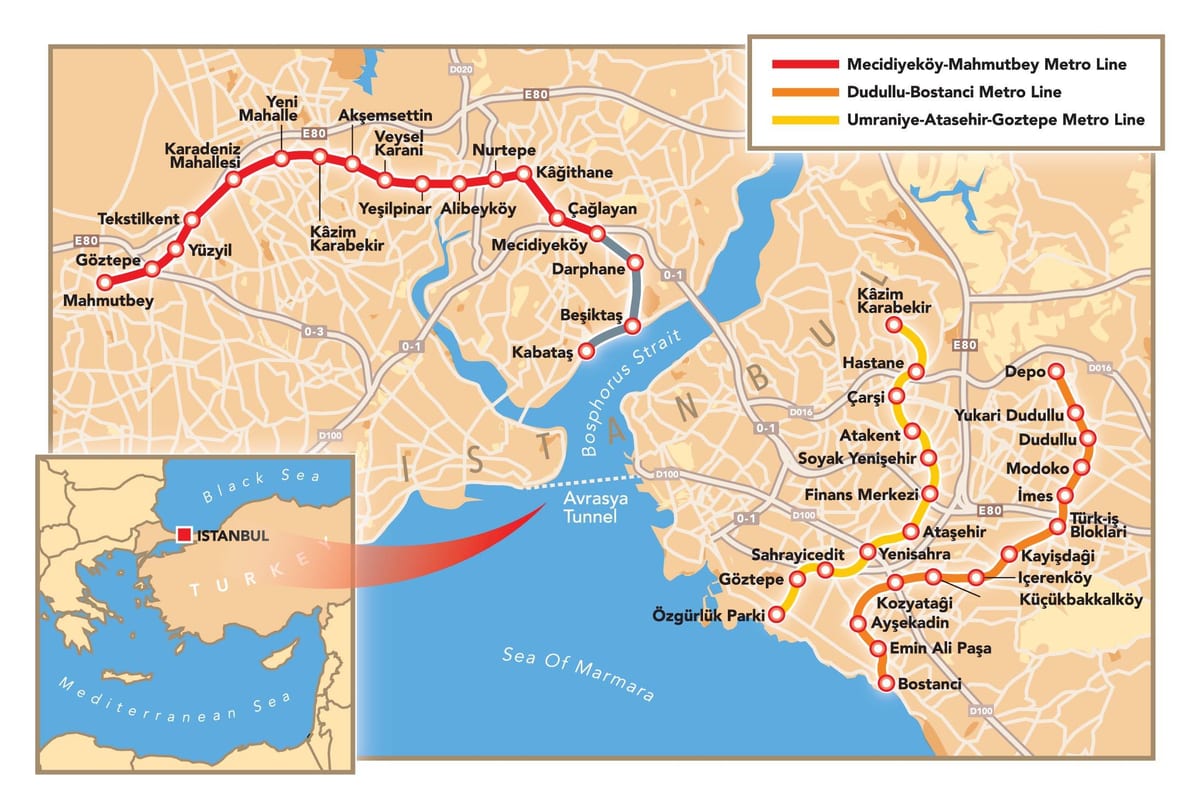 mapa Stambułu tunel