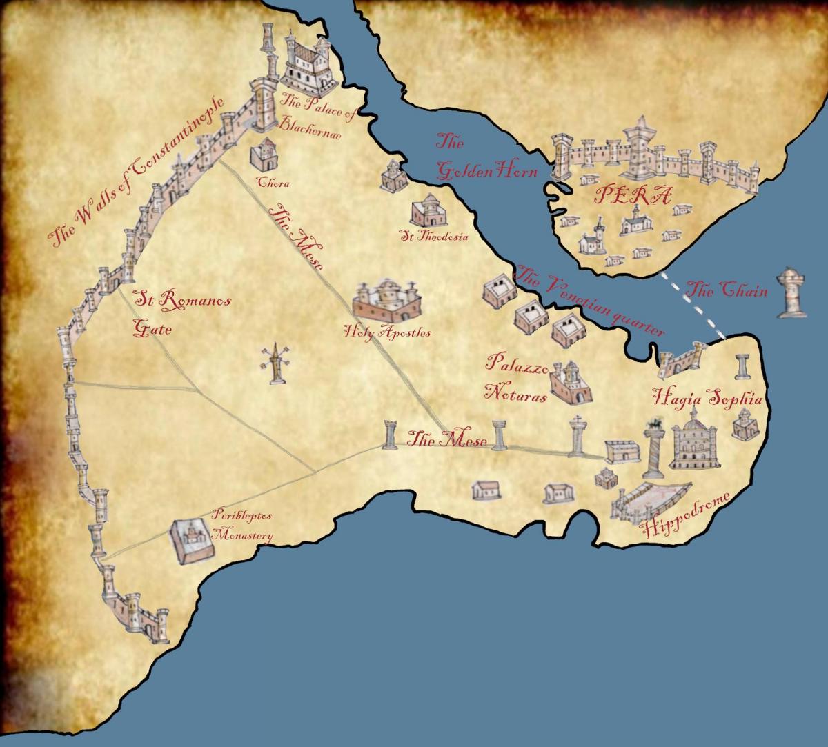 mapa Konstantynopola 1453