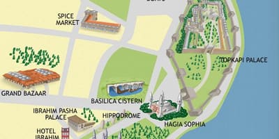 Błękitny meczet w Stambule na mapie